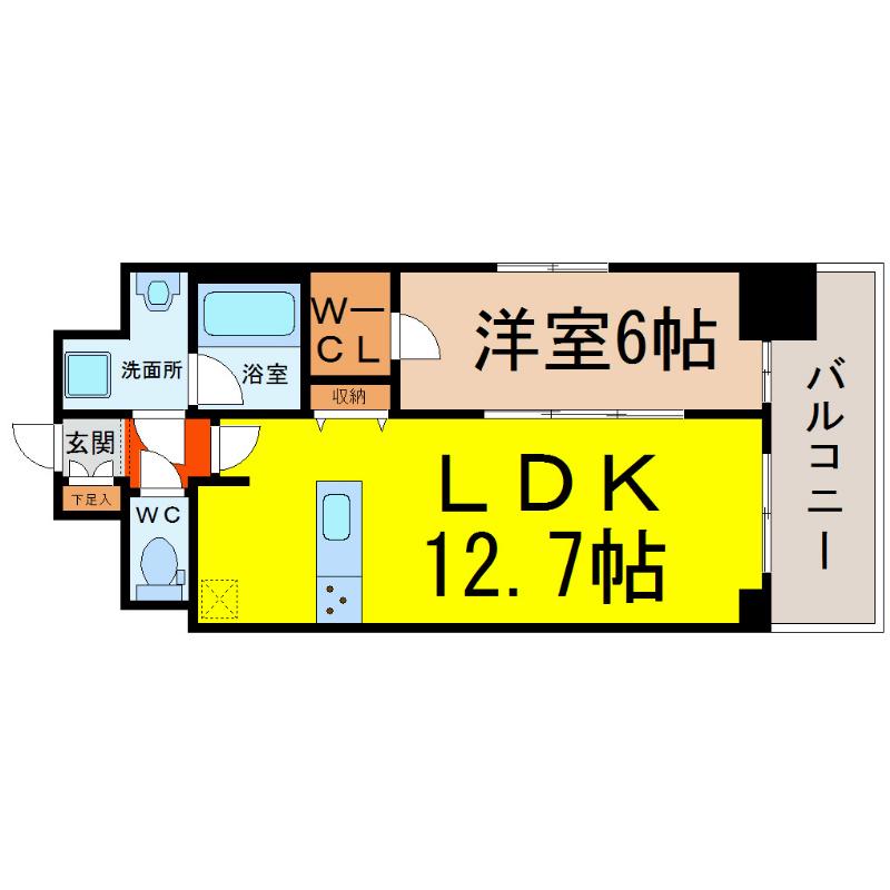 プレサンス栄ライズ(1LDK/5階)の間取り写真