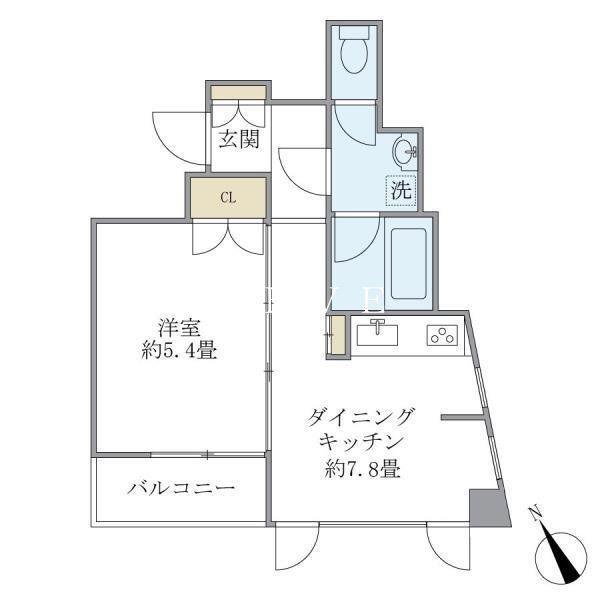 CASA文京動坂(1DK/8階)の間取り写真