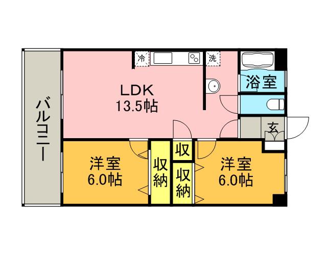 シルクコーポ諏訪野(2LDK/4階)の間取り写真