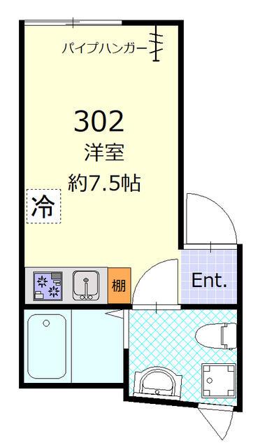 駒込スクエア(ワンルーム/3階)の間取り写真