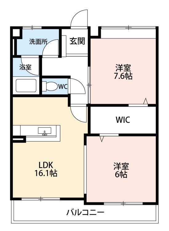 サンコートHANNOKI(2LDK/6階)の間取り写真
