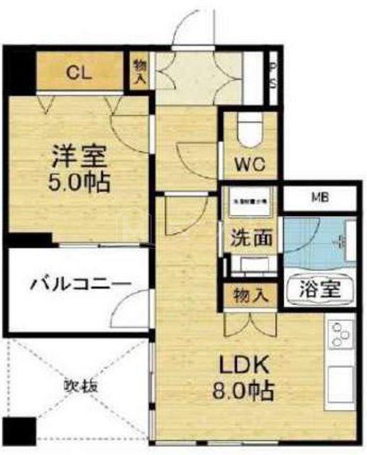 プレサンスロジェ心斎橋(1LDK/6階)の間取り写真