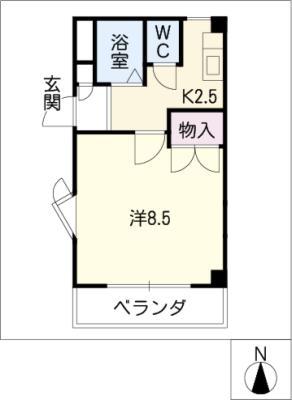 ロアール明日香(1K/2階)の間取り写真
