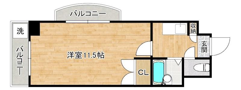 ロイヤルリージェント(1K/4階)の間取り写真