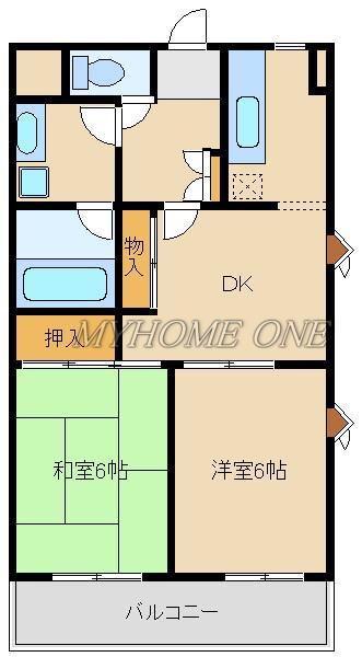 エーデルワイスたまプラーザ(2DK/1階)の間取り写真