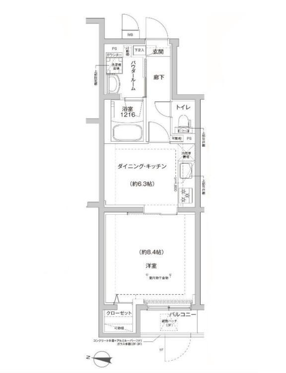 RELUXIA方南町II(1DK/3階)の間取り写真