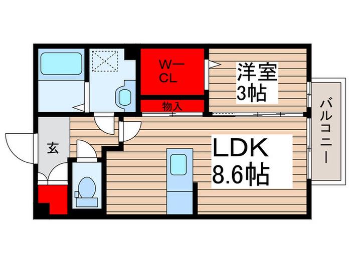 アルシュ幸(1LDK/1階)の間取り写真
