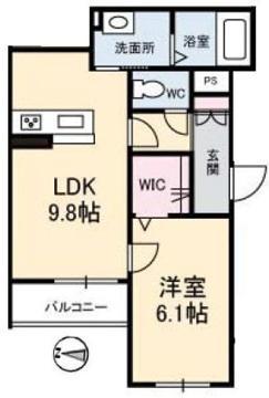 グランベレオ今津(1LDK/3階)の間取り写真