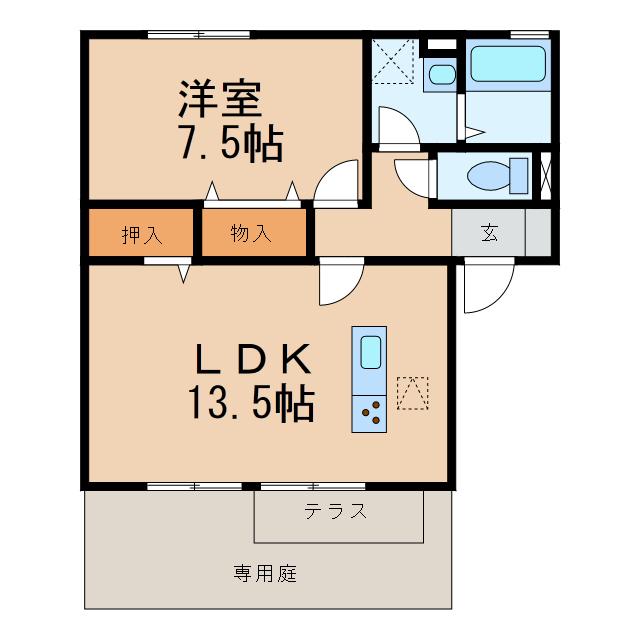 ラ・ヴィラ・シック A棟(1LDK/1階)の間取り写真