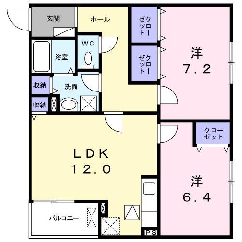 ルノワール(2LDK/1階)の間取り写真
