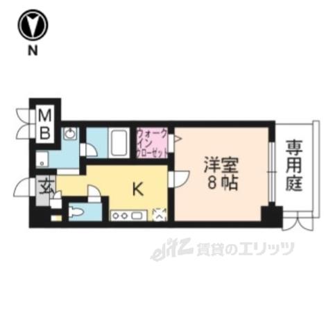 アゼリア五条御前(1K/1階)の間取り写真