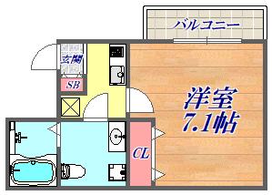 LOTUS TSUKAGUCHI 2(1K/2階)の間取り写真