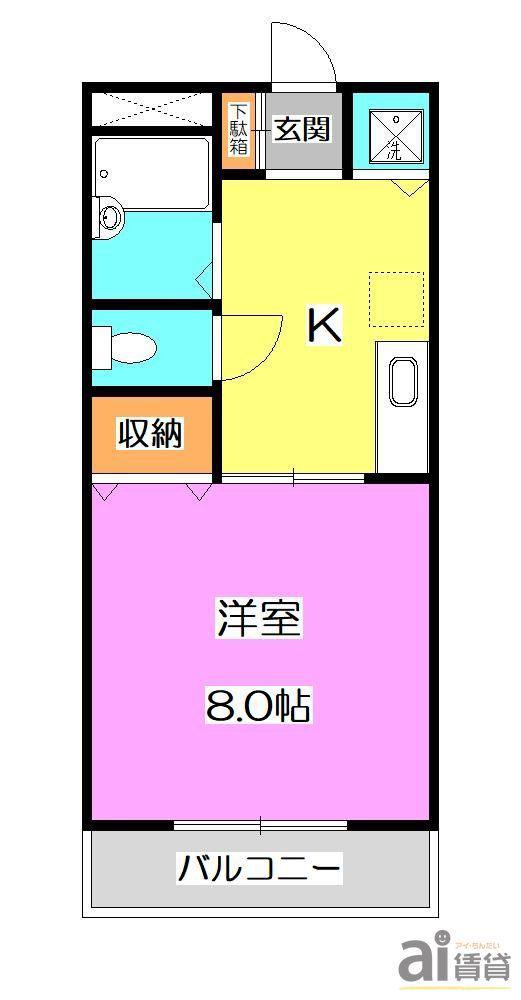 プレシャス所沢(1K/2階)の間取り写真