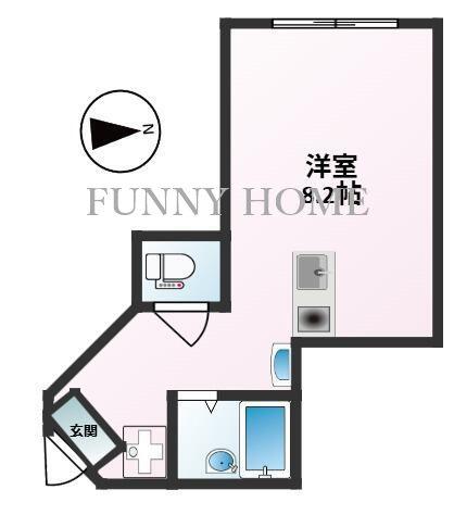ハレマリノ豪徳寺(ワンルーム/1階)の間取り写真