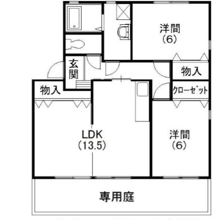 エスポワールミシマB(2LDK/1階)の間取り写真