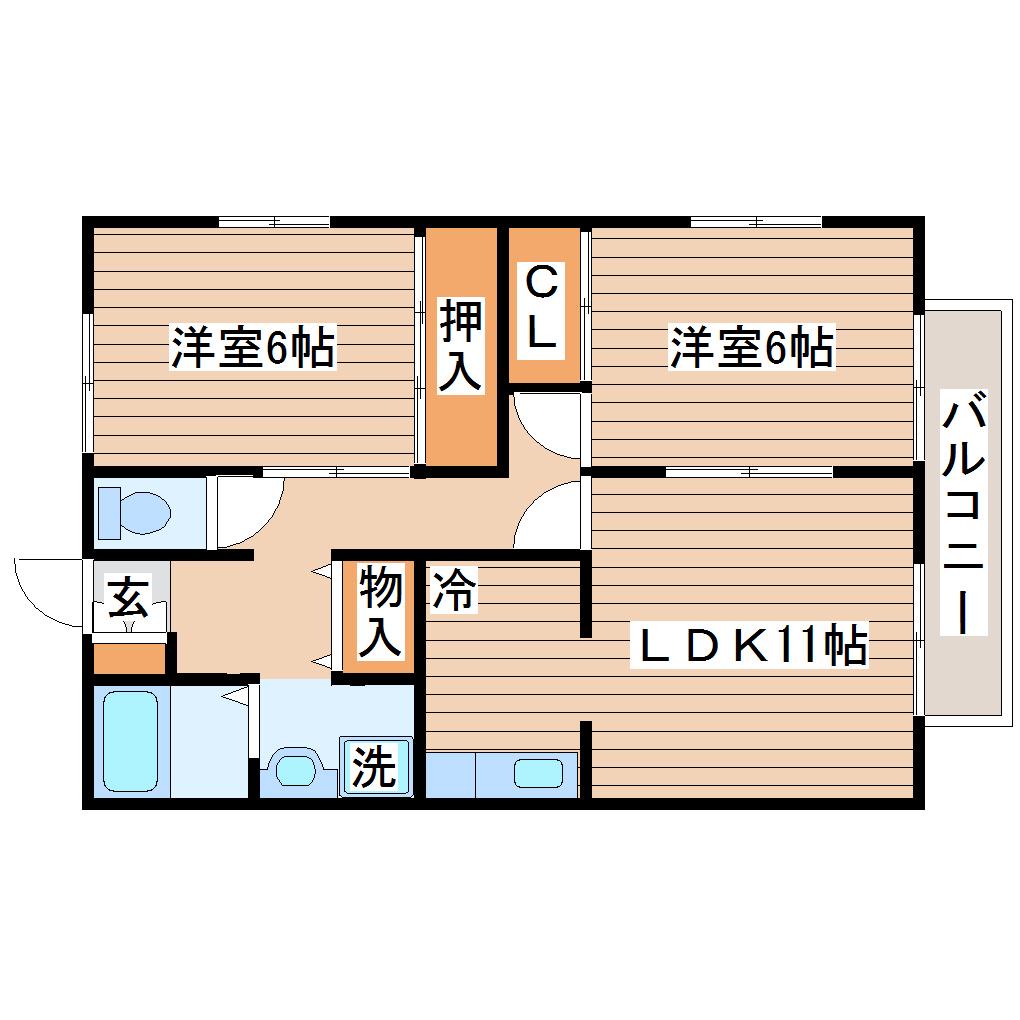 アップライジング(2LDK/2階)の間取り写真