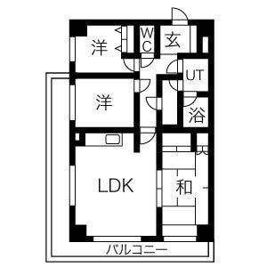 サンシャイン白石(3LDK/5階)の間取り写真