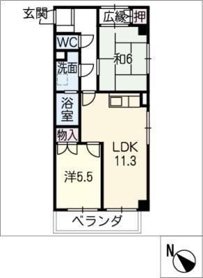 シャトー末廣(2LDK/4階)の間取り写真