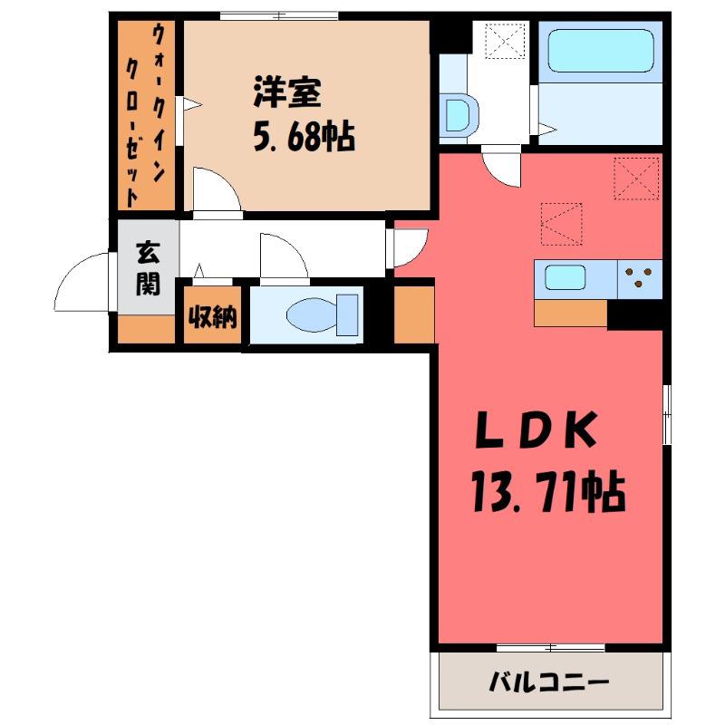 グランメールC(1LDK/2階)の間取り写真
