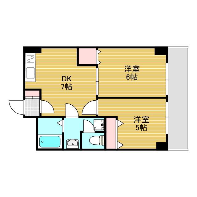 第5高光マンション(2DK/5階)の間取り写真