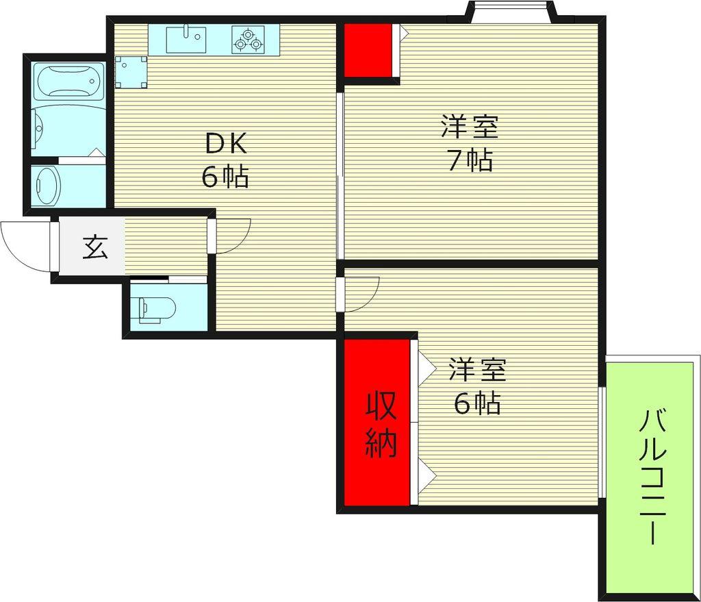 サンフィールド(2DK/5階)の間取り写真
