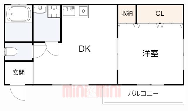 常盤ハイツ(1DK/3階)の間取り写真