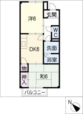 メイプルタウン2(2DK/2階)の間取り写真