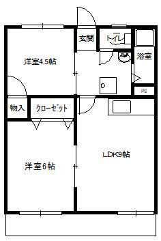 ワタナベハイツ(2LDK/1階)の間取り写真
