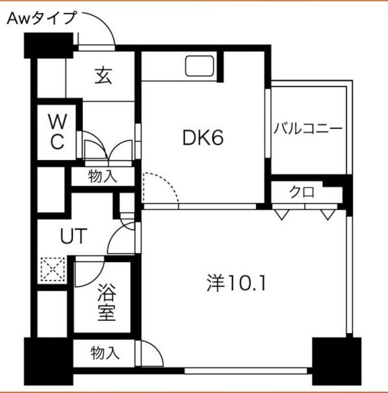 アルグラッドザ・タワー心斎橋(1DK/9階)の間取り写真