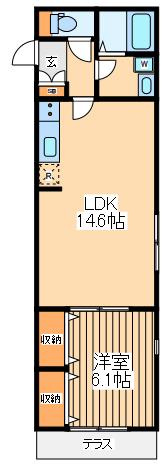 ロイヤルヒロイ(1LDK/1階)の間取り写真