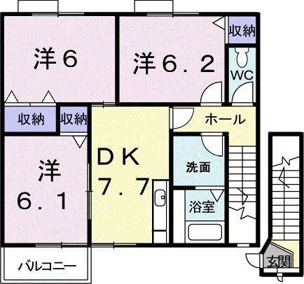 エメラルド牟礼B(3DK/2階)の間取り写真