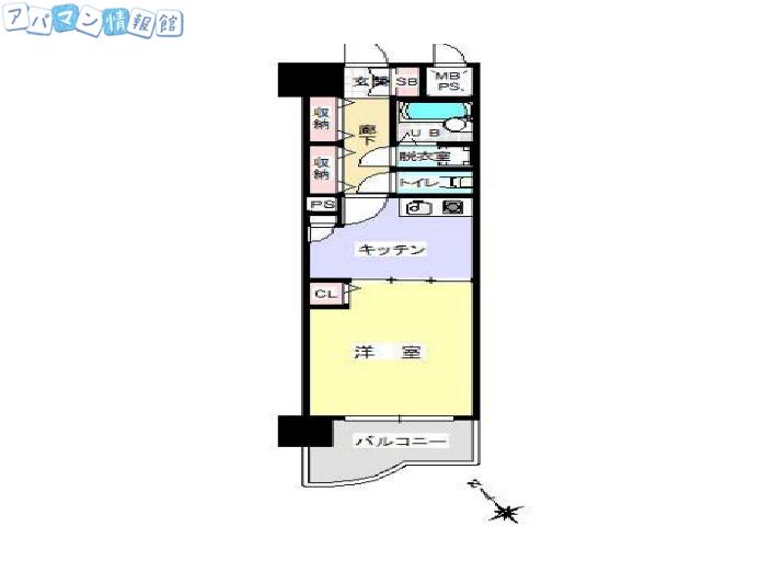 ライオンズシティ新潟(1DK/5階)の間取り写真