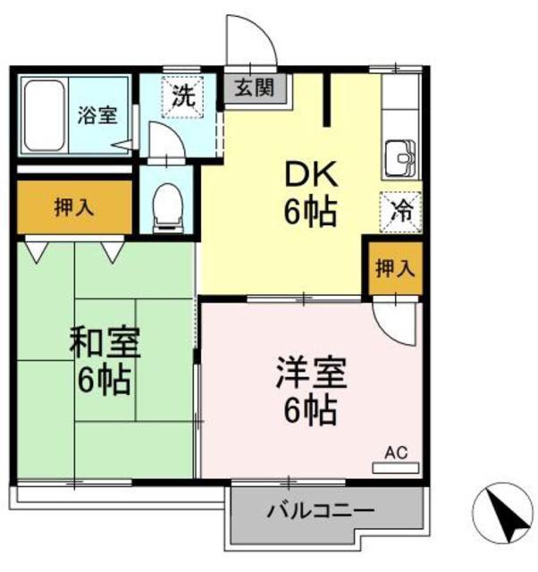 エステートサガミ(2DK/1階)の間取り写真