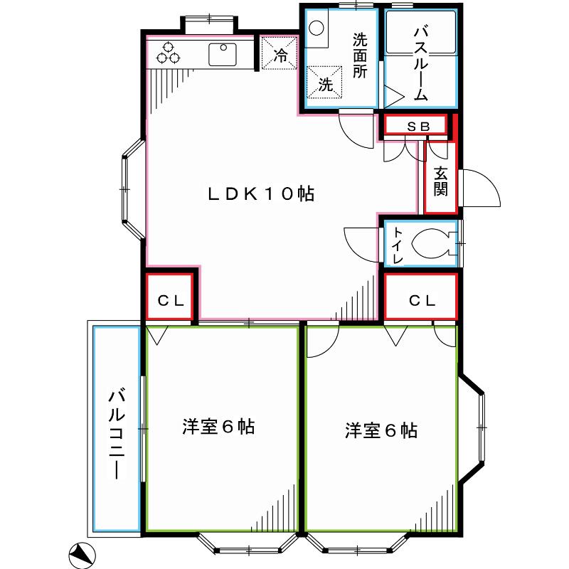 クレール・メゾン鷺宮(2LDK/2階)の間取り写真