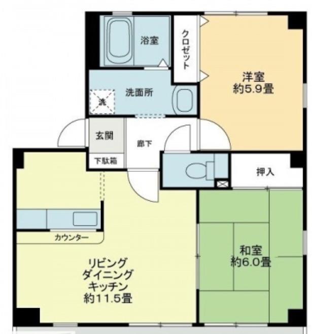 フォブールときわ(2LDK/2階)の間取り写真