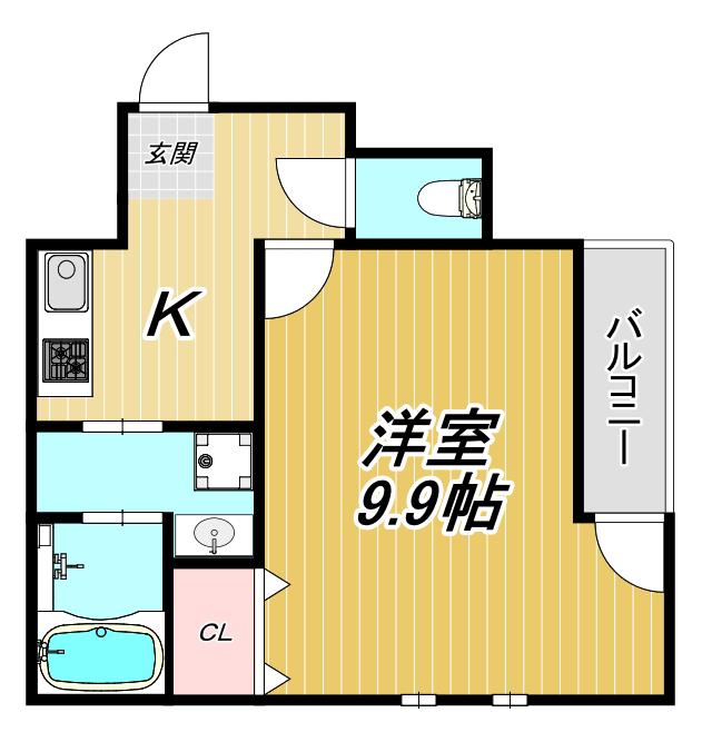 フジパレス塚口V番館(1K/1階)の間取り写真