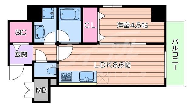 サンセール吹田(1LDK/2階)の間取り写真