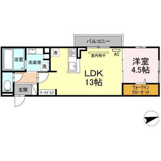 サニーサイド(1LDK/3階)の間取り写真