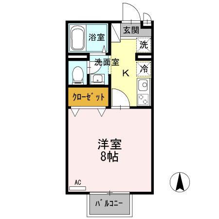 フォンターナ(1K/2階)の間取り写真