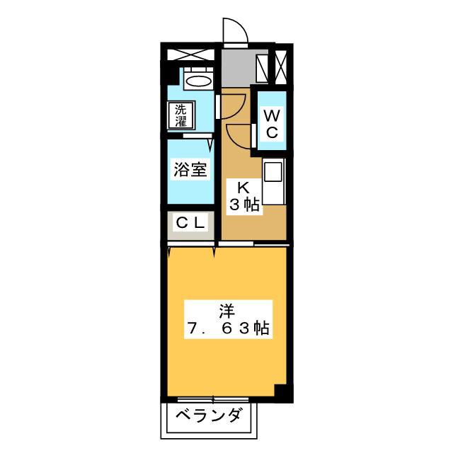 アンフィニ大澤 B棟(1K/1階)の間取り写真