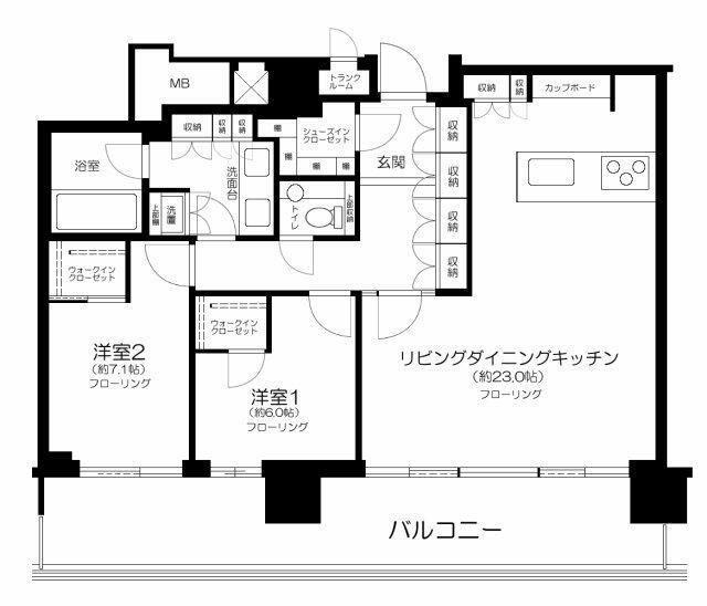 パークコート浜離宮ザタワー(2LDK/35階)の間取り写真