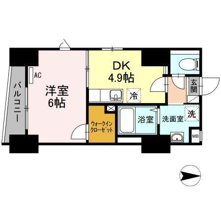フィルモアワン(1DK/9階)の間取り写真