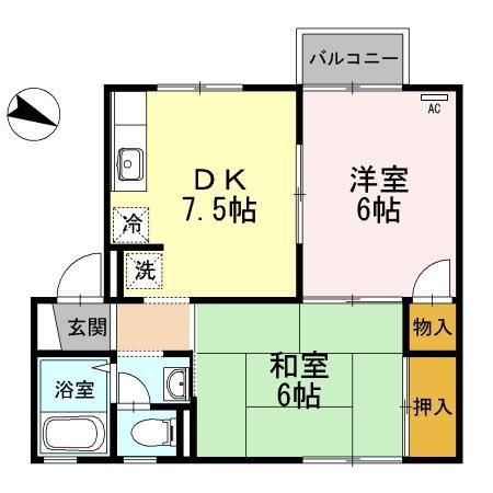アメニティ21(2DK/2階)の間取り写真