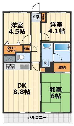 ライオンズマンション南林間第6(3DK/2階)の間取り写真