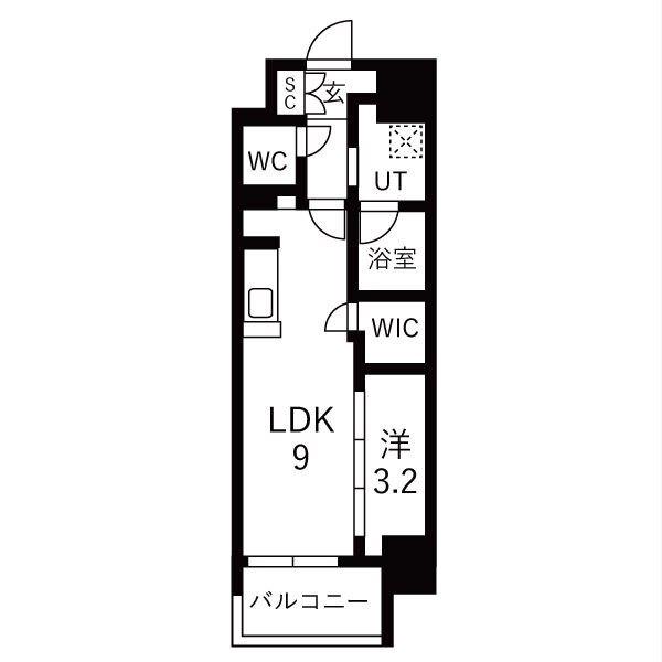 メイクスアート名駅ウエスト(1LDK/5階)の間取り写真