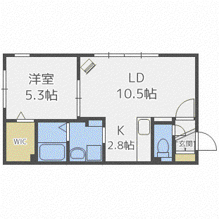 グランメール 美園6-3(1LDK/1階)の間取り写真