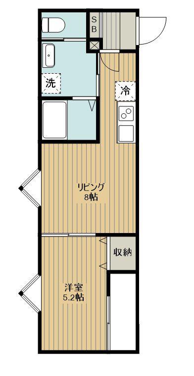 MELDIA小手指(1LDK/2階)の間取り写真