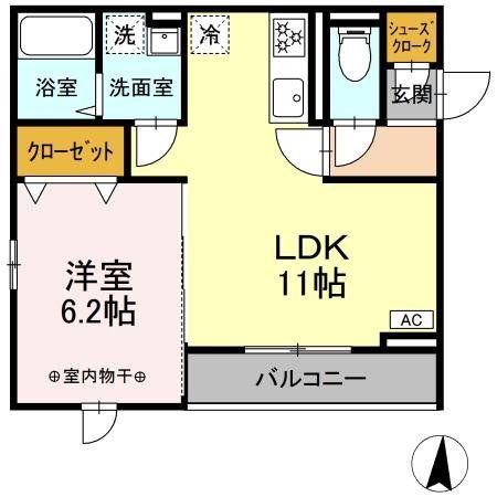 DーROOM柏木三丁目(1LDK/3階)の間取り写真