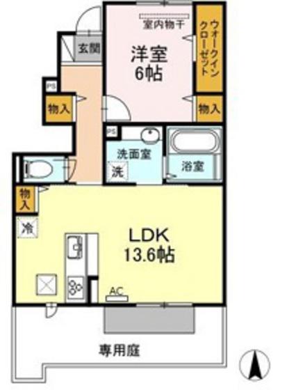 アネッロ郡(1LDK/1階)の間取り写真