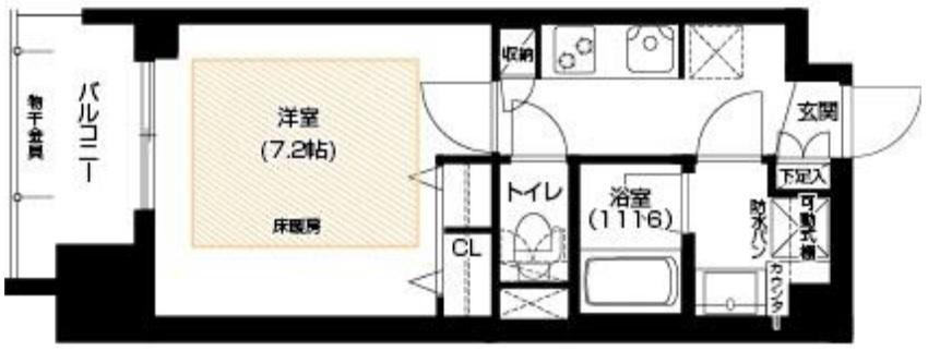アーバネックス谷町II(1K/2階)の間取り写真